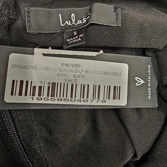 Lulus Spread the Magic Black Sequin Lace-Up Bodycon Mini Dress Sz S - Picture 2 of 11